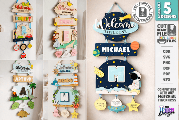 Download 3D Nursery Layered Wall Signs Bundle CNC - Premium Resources