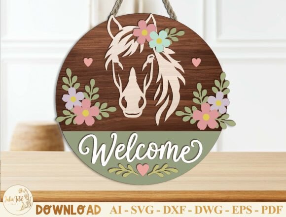 Download Horse Welcome Sign Laser Cut File SVG - Welcome sign Collection