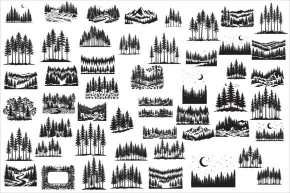 Download Beautiful Majestic Pine Trees Silhouette - Trees Collection