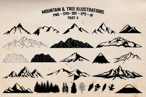 Download Mountains and Trees Illustrations Vector - Trees Collection