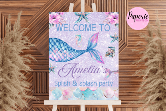 Download Mermaid Birthday Welcome Sign Editable - Welcome sign Collection