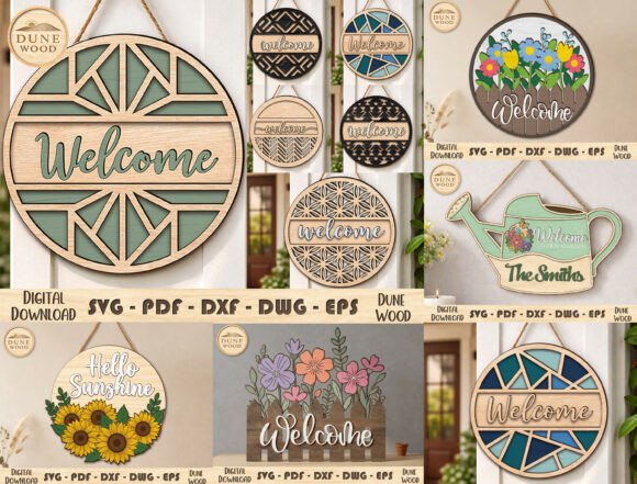 Download Welcome Sign Laser Cut SVG Bundle - Welcome sign Collection