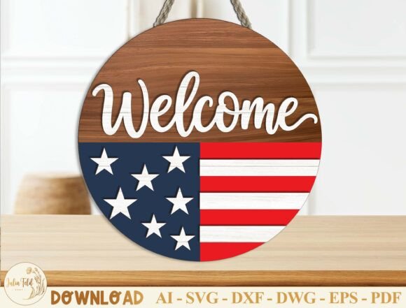 Download Patriotic Welcome Sign Laser Cut SVG - Welcome sign Collection