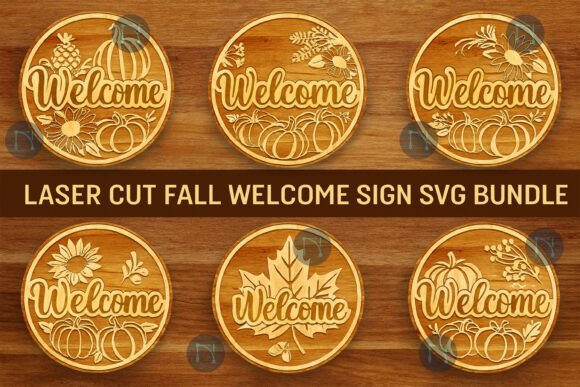 Download Laser Cut Fall Welcome Sign SVG Bundle - Welcome sign Collection