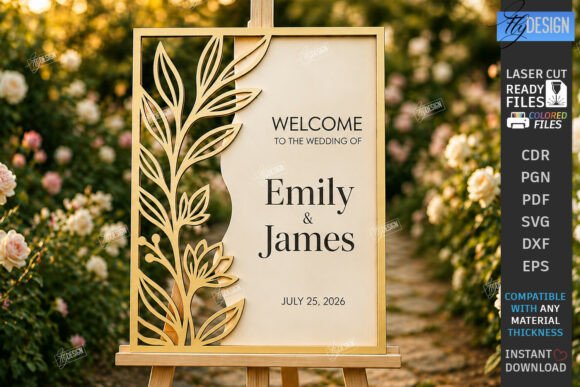Download Wedding Welcome Sign Laser Cut | Floral - Welcome sign Collection