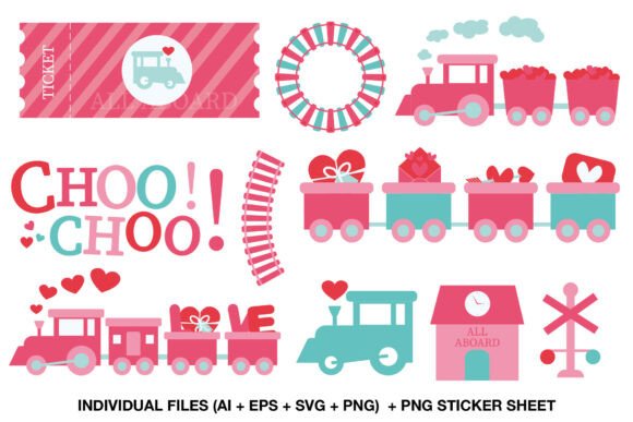 Download Valentine Love Train Clipart Set - Love Collection